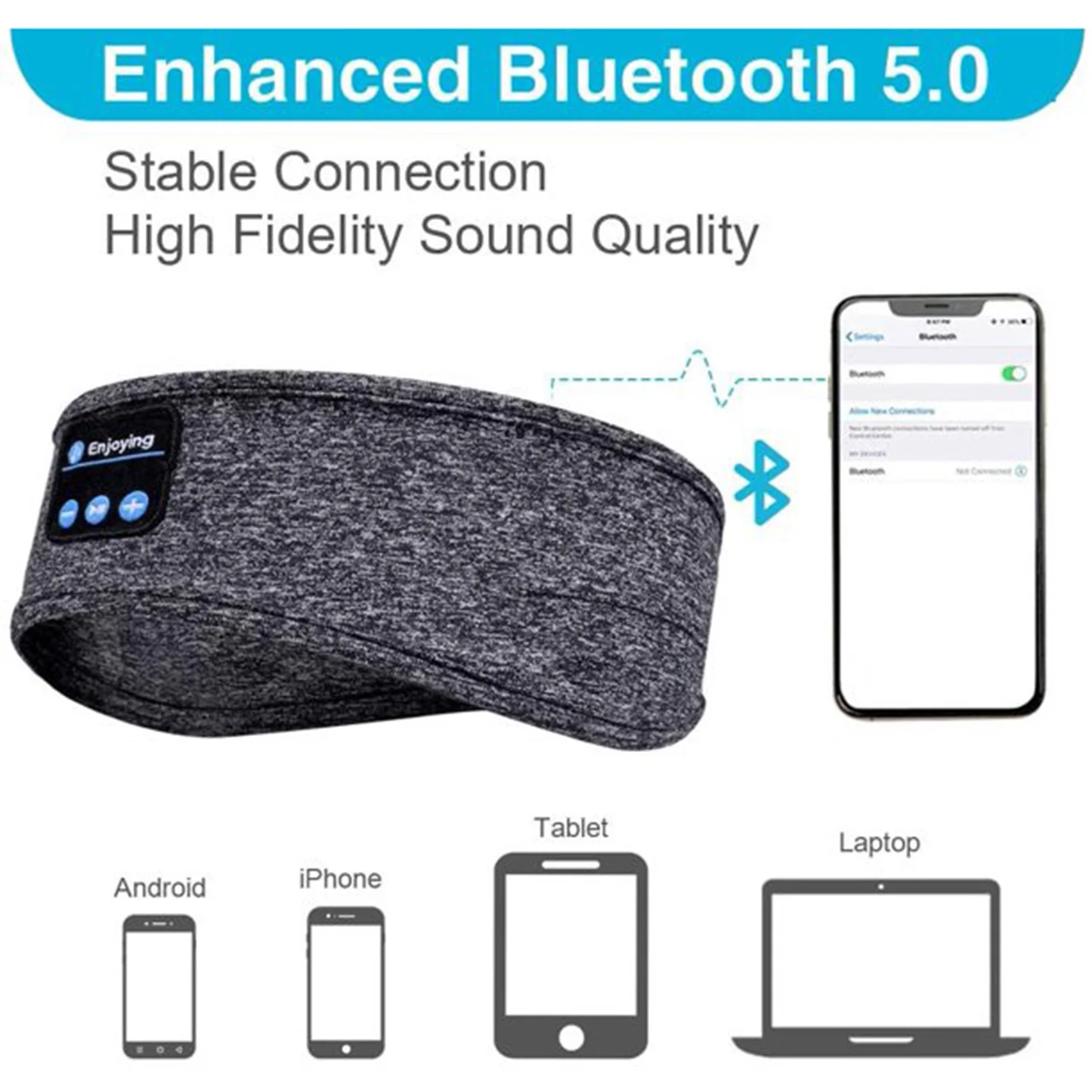Wireless Bluetooth Music Headband Running Sport Elastic Sweatband Headbands Sleeping Headwear Headphone Speaker Headset